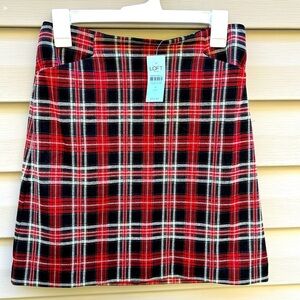 New Loft plaid mini skirt pockets christmas preppy 4P Gilmore Girls Rory Y2K